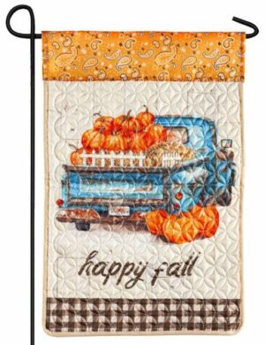 Quilted Happy Fall Truck Decorative Garden Flag