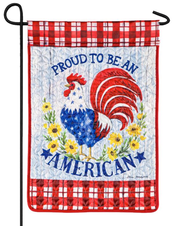 Quilted Proud American Rooster Garden Flag