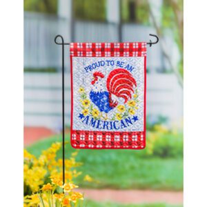 Quilted Proud American Rooster Garden Flag