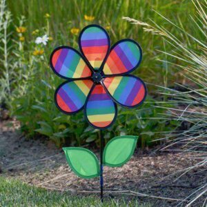 Rainbow Stripe Sunflower Wind Spinner