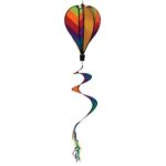 Rainbow Striped Hot Air Balloon With Tail Spinner