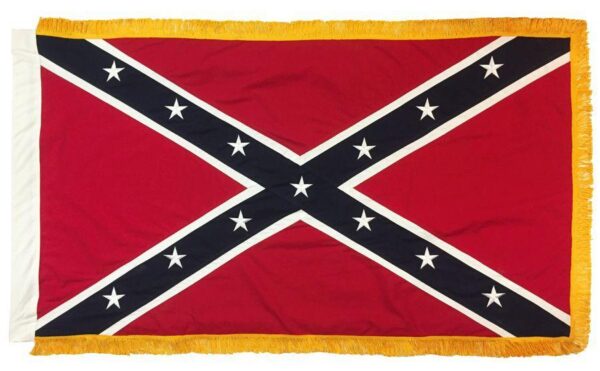 Square Confederate Battle Flag 52″x52″ Sewn Cotton with Gold Fringe - I ...