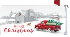 Red Truck and Christmas Tree Mailbox Cover