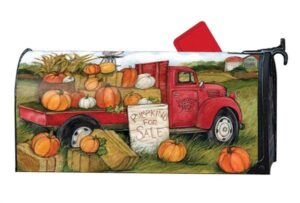 Red Truck with Pumpkins For Sale Mailbox Cover