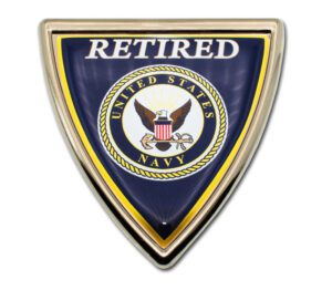 Retired Navy Shield Chrome with Color Car Emblem