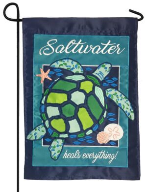Saltwater Heals Everything Double Applique Garden Flag