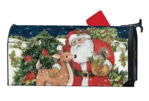Santa with Forest Friends Mailbox Cover