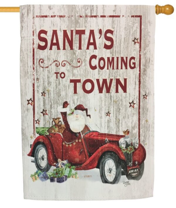 Santa’s Coming to Town Sublimated House Flag I AmEricas Flags