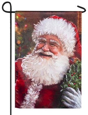 Santas Portrait Suede Reflections Garden Flag