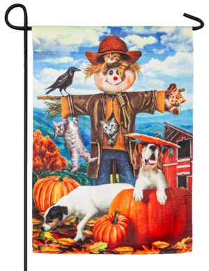 Scarecrow and Friends Suede Reflections Garden Flag