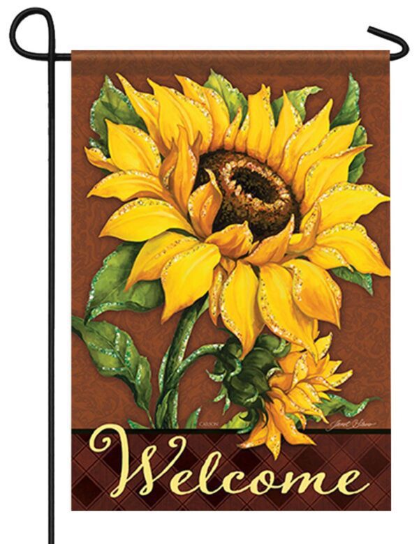 September Sunflower Glitter Garden Flag