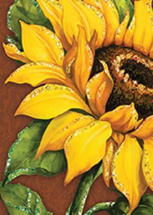 September Sunflower Glitter Garden Flag Detail