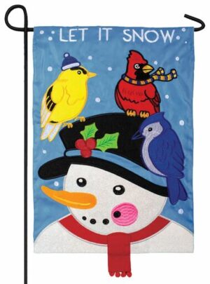 Snowman and Birds Double Applique Garden Flag