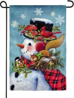 Snowman and Friends Suede Reflections Garden Flag