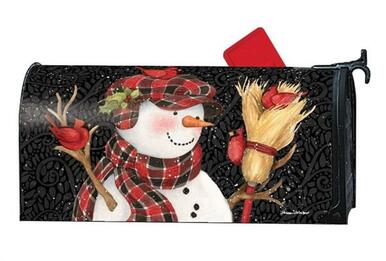Snowman With Broom Mailbox Cover