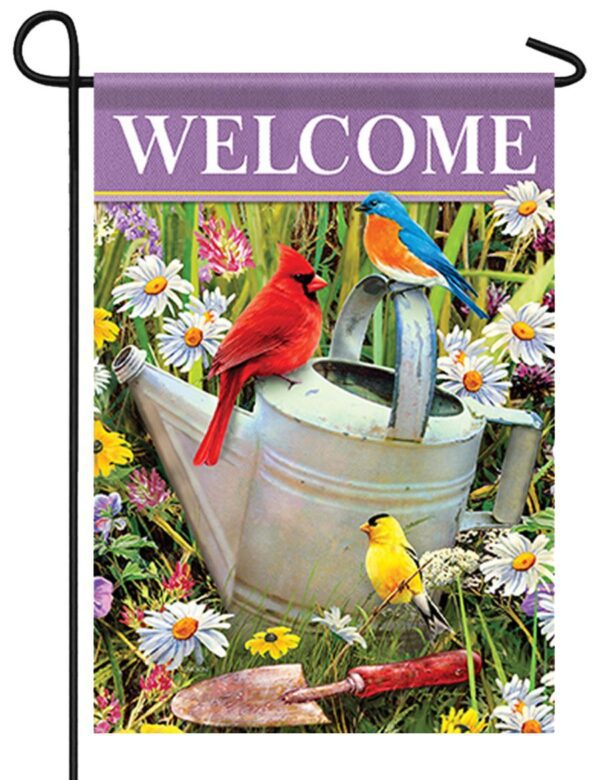 Songbirds and Watering Can Garden Flag