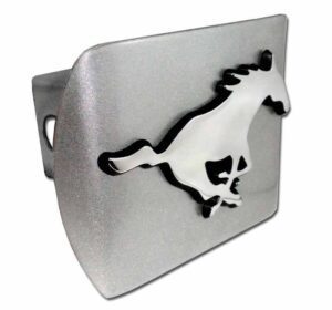 Southern Methodist University Mustang Brushed Chrome Hitch Cover