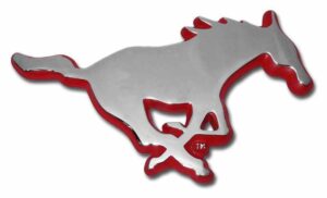 Southern Methodist University Mustang with Red Chrome Car Emblem