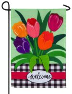 Spring Tulips and Plaid Applique Garden Flag
