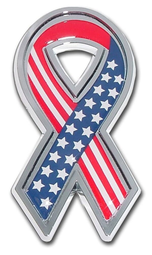 Stars and Stripes Ribbon Car Emblem I AmEricas Flags