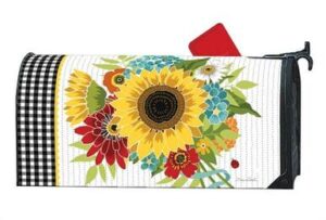 Sunflower Checks Mailbox Cover