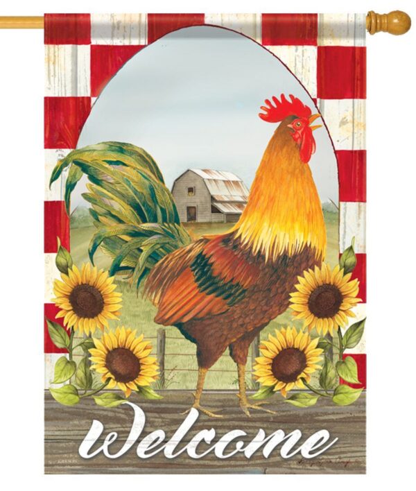 Sunflower Rooster House Flag