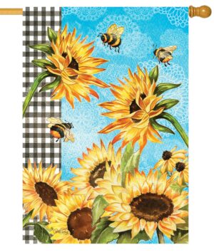 Sunflowers and Bees House Flag