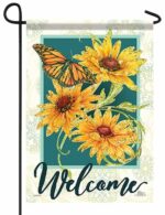 Sunflowers and Butterfly Welcome Glitter Garden Flag