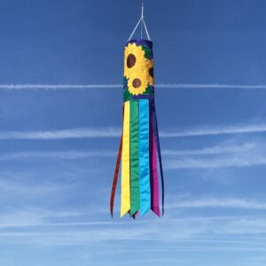 Sunflowers Embroidered Windsock Outside