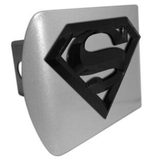 Superman Black 3D Brushed Chrome Hitch Cover