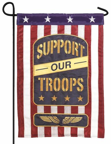 Support Our Troops Double Applique Garden Flag