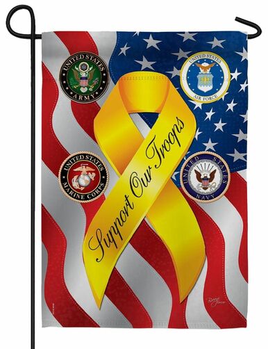 Support Our Troops with Seals Sublimated Garden Flag