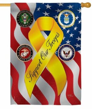 Support Our Troops with Seals Sublimated House Flag