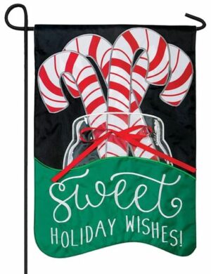 Sweet Holiday Peppermint Double Applique Garden Flag