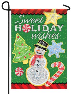 Sweet Holiday Wishes Glitter Garden Flag