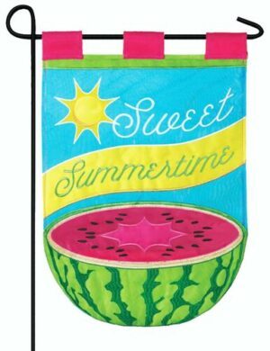 Sweet Summer Watermelon Double Applique Garden Flag