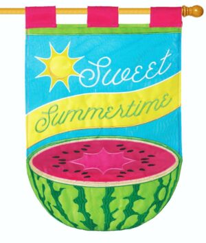 Sweet Summer Watermelon Double Applique House Flag