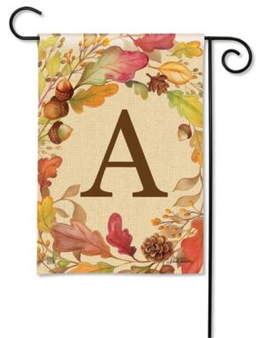 Swirling Fall Leaves Monogram A Garden Flag