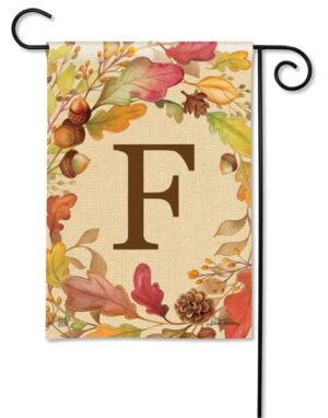 Swirling Fall Leaves Monogram F Garden Flag