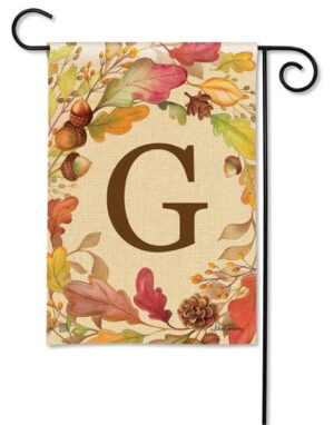 Swirling Fall Leaves Monogram G Garden Flag