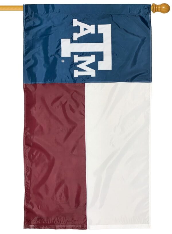 Texas A&M State Style 3x5 Applique Flag - Pole Sleeve