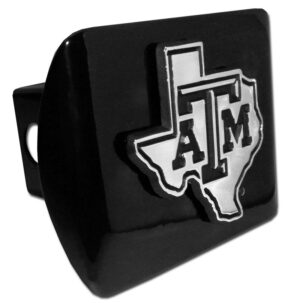 Texas A&M University Chrome State Shape Black Hitch Cover