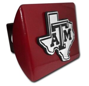 Texas A&M University Chrome State Shape Maroon Hitch Cover