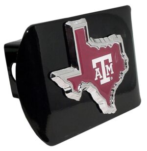 Texas A&M University Maroon State Shape Black Hitch Cover