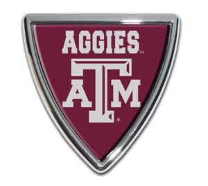 Texas A&M University Shield Chrome with Color Car Emblem