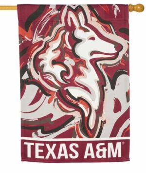 Texas A&M Whimsical Mascot Suede Reflections House Flag