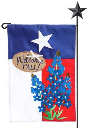 Texas Bluebonnets Sequined Applique Garden Flag
