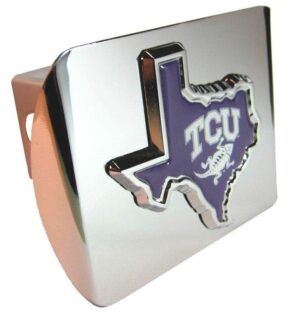 Texas Christian University Purple State Shape Shiny Chrome Hitch Cover