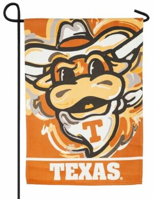 Texas Longhorns Whimsical Mascot Suede Reflections Garden Flag