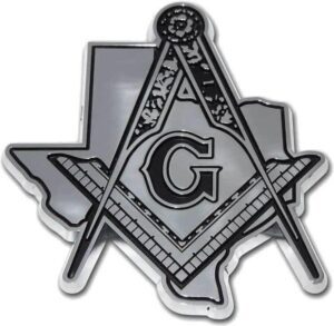 Texas Mason Square Compass Chrome Car Emblem